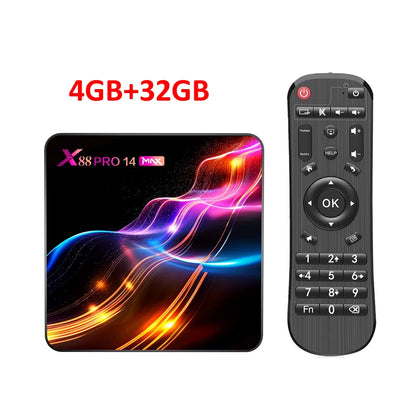 X88 Pro 14 Max Android 14.0 Smart TV Box RK3528 2,4G/5G WIFI6  4K HD BT5.0 H.265 decoder Media Streaming Player for internet TV