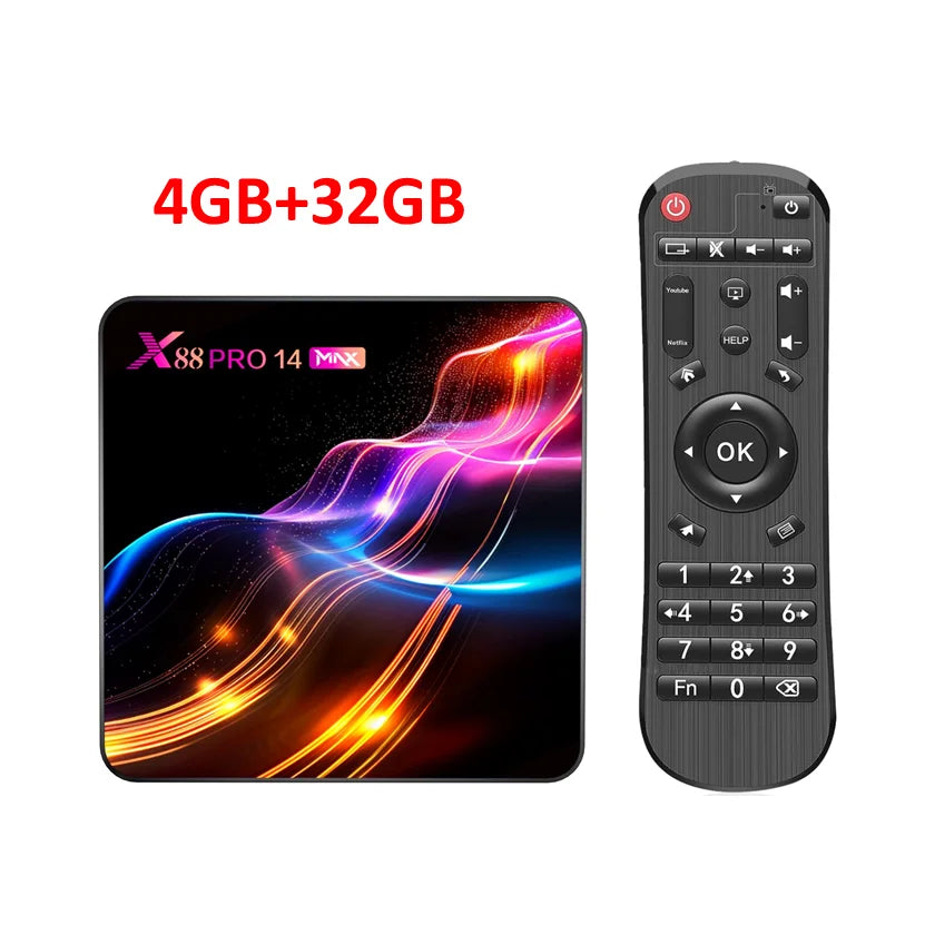 X88 Pro 14 Max Android 14.0 Smart TV Box RK3528 2,4G/5G WIFI6  4K HD BT5.0 H.265 decoder Media Streaming Player for internet TV