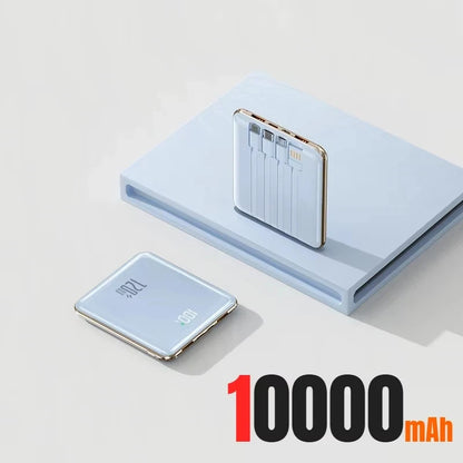 Lenovo Mini 500000mAh Power Bank Large Capacity Super Fast Charging External Battery Built-in 4 Cables for IPhone Samsung Huawei