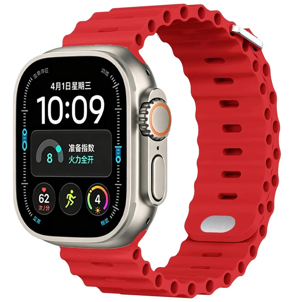 Ocean Silicone strap For Apple Watch Ultra 4 3 2 1 Band 49mm 12 11 10 9 8 7 46mm 45mm 41mm band iWatch 6 5 4 SE3 44mm 40mm 42mm