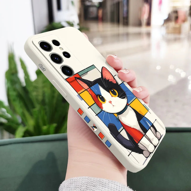 Romantic Cat Phone Case For Samsung Galaxy S25 S24 S23 S22 S21 S20 S10 S10E Ultra Plus FE Note 20 Ultra 10 Plus Cover