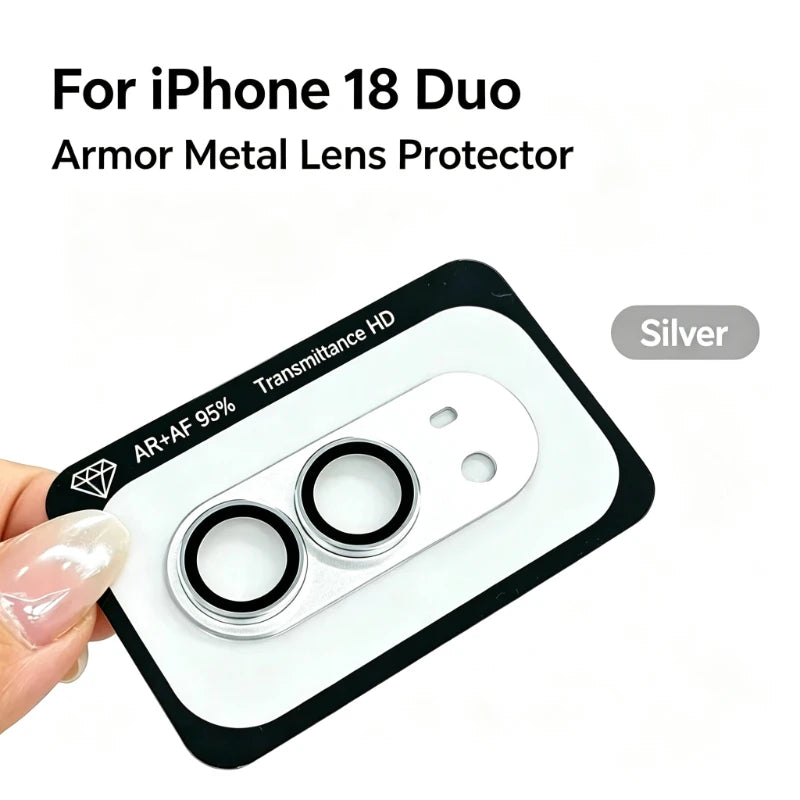 Metal Armor Camera Lens Protector for iPhone 18 Duo Matte Alloy Full Cover Rear Lens Cap Anti-Scratch Shockproof HD Lens Film