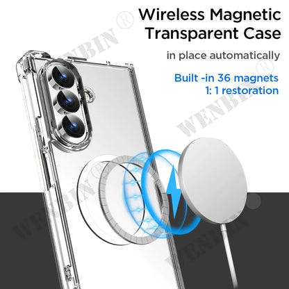 Magnetic Case For Samsung Z Fold 8 Ultra 7 6 Clear Protective with Magsafe Transparent Cover Coque Fundas