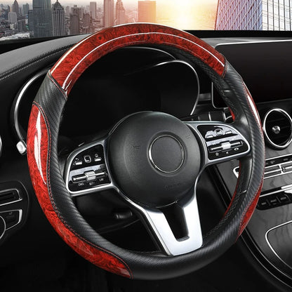 Peach Wood Grain Car Steering Wheel Cover Non-slip Four Seasons General Motors Handle Cover  Fits 14.5-15" Steering Wheels