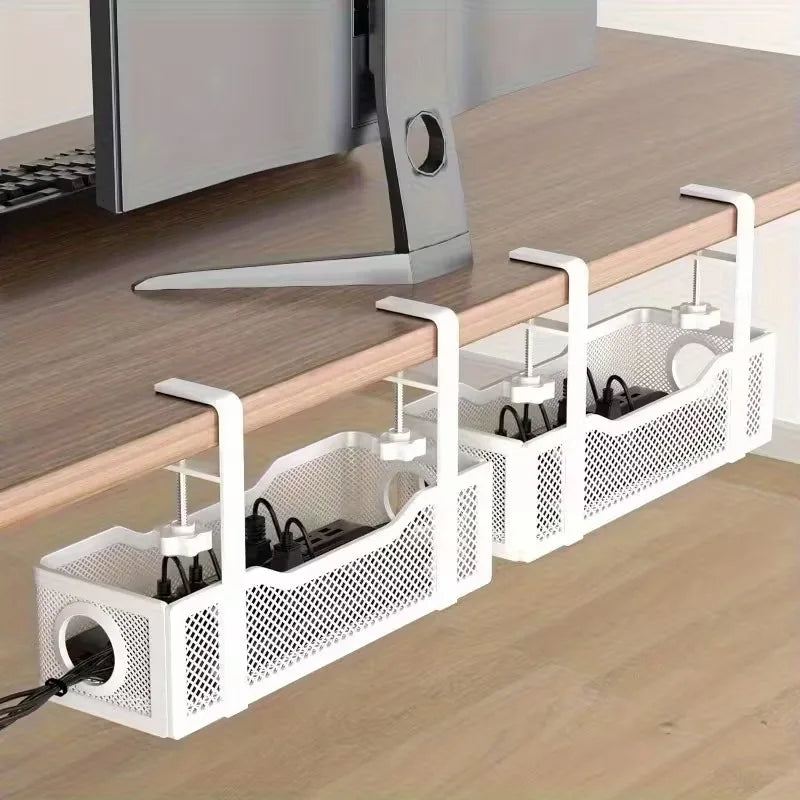 1-2PCS Under-Desk Cable Management Tray Office Cable Organizer No Drilling Desktop Cable Tray for Neat Cable Arrangement