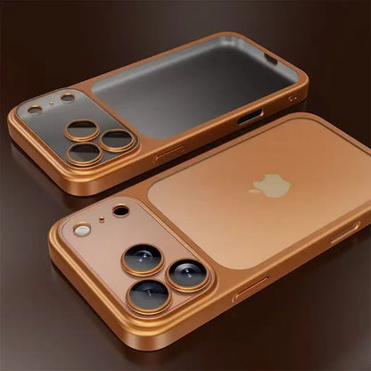 Luxury Plating Color PC Transparent Phone Case For iPhone 17 16 15 14 13 Pro Max Air Lens Protection Matte BackPlate Hard Cover