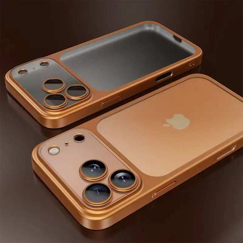 Luxury Plating Color PC Transparent Phone Case For iPhone 17 16 15 14 13 Pro Max Air Lens Protection Matte BackPlate Hard Cover
