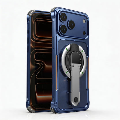 2-in-1 Detachable 360 Rotating Magnetic Bracket Metal Frameless Phone Case for iPhone 17 Pro Max Shockproof for Magsafe Cover