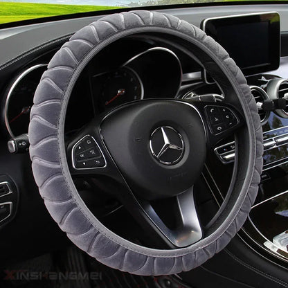 Car Steering Wheel Cover Protector Decoration Warm Super Thick Soft Plush Collar for Women Man Auto Interior Accessories