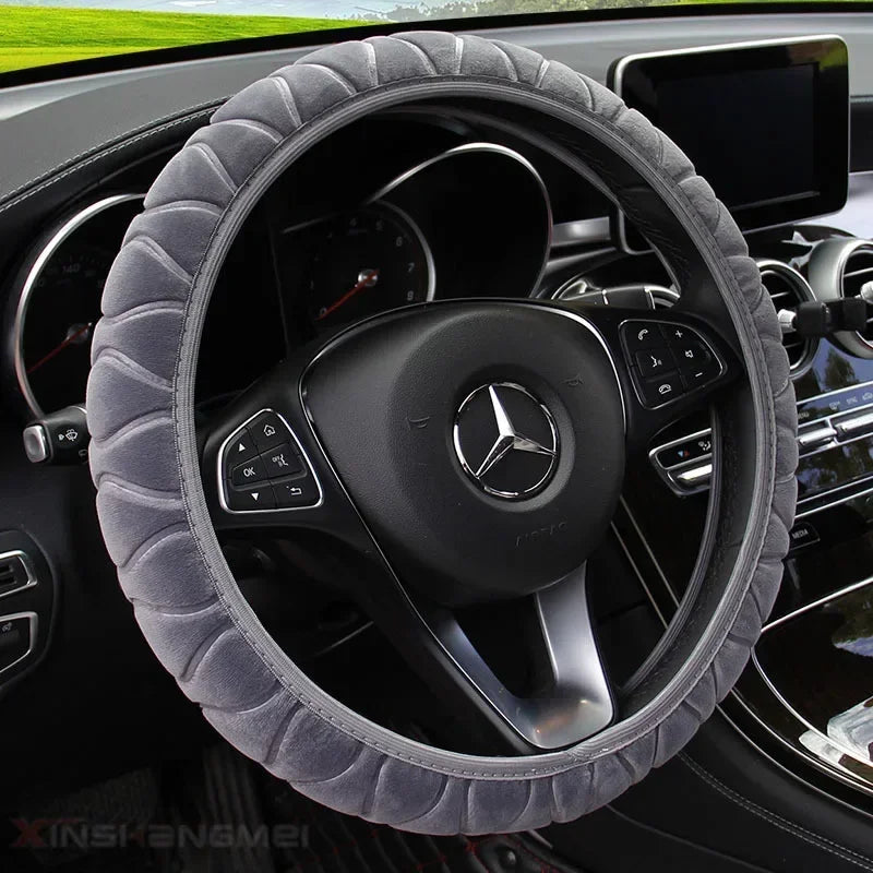 Car Steering Wheel Cover Protector Decoration Warm Super Thick Soft Plush Collar for Women Man Auto Interior Accessories