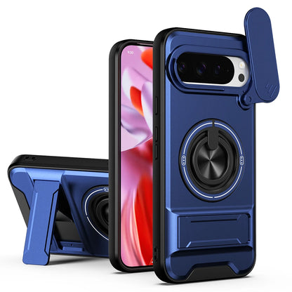 KEYSION Magnetic Phone Case for Google Pixel 9 10 Pro XL 8 7 Pro Slide Camera Protection Upright Stand 360°Ring Shockproof Cover