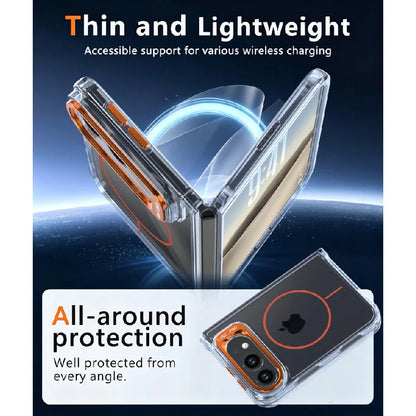 Luxurious Original Skin Clear Lens Holder Magnetic Phone Case For IPhone Duo For Magsafe All-round Anti Drop Protective Cover