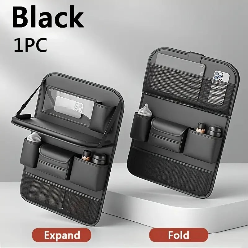 1Pcs 2026 New Car Seat Back Organizer Storage Bag Foldable Tray Tablet Holder Tissue Box for Auto Back Seat Travel Accessories