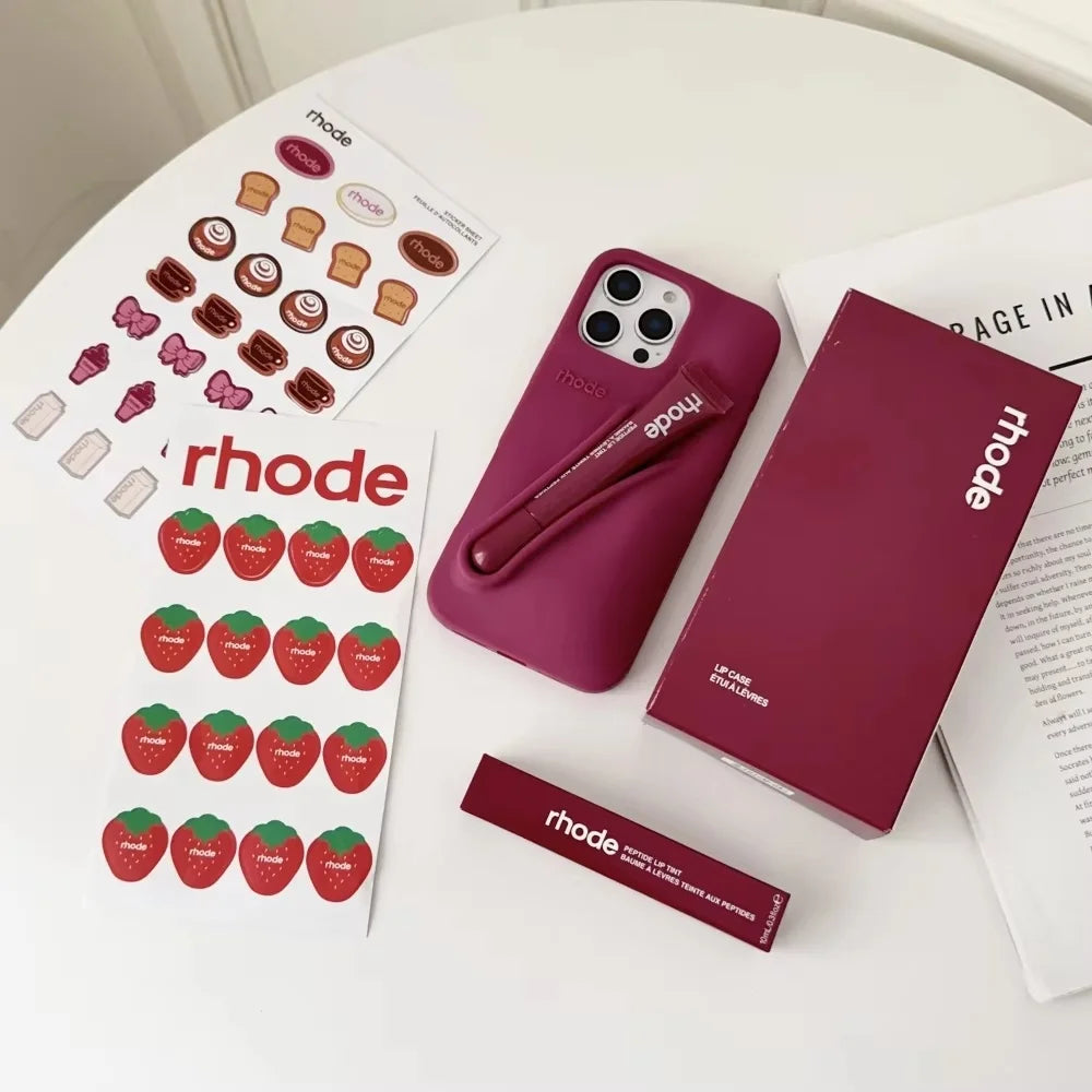 Luxury Aesthetic Rhode Lip Balm Design Matte Silicone Shockproof Phone Case All Matching Color Protective Case For iPhone Series