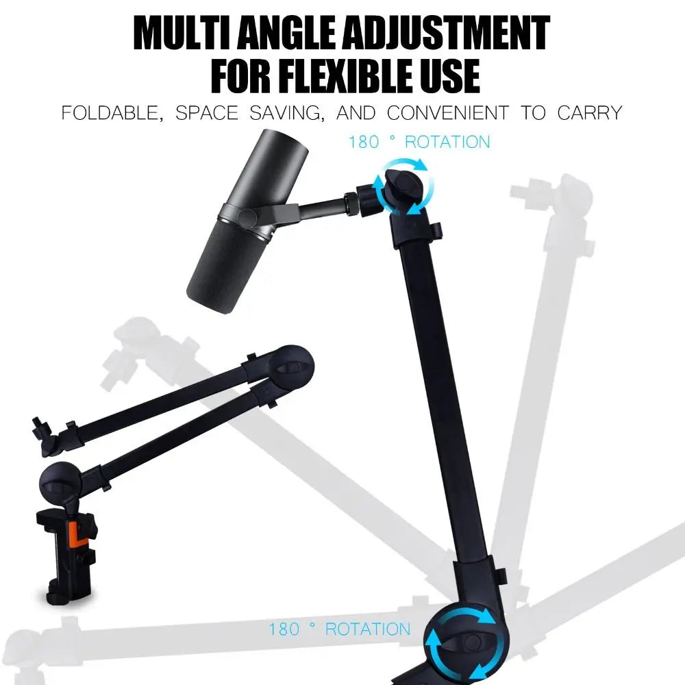 Professional Grade 360° Rotation Microphone Boom Arm Universal Adjustable Arm Desktop Stand Sturdy Mic Desk Mount Live Streaming