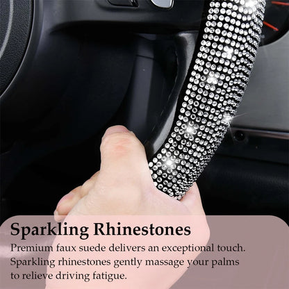 Fashion with Diamond Car Universal 38cm Steering Wheel Cover Colorful Bronzing Diamond BlingBling Steering Wheel Accessories