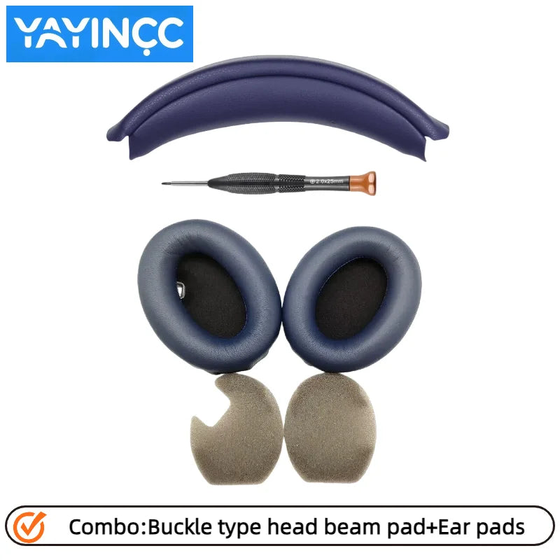 Replacement Easy to install Snap on Headbeam cushion/Protein skin memory sponge ear pad For Sony WH-1000XM4 Headset repair parts