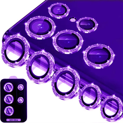 Glitter Diamond Camera Lens Protector For Samsung Galaxy S26 Ultra  S26 Plus S25Ultra S24Ultra Metal Ring Tempered Glass Cover