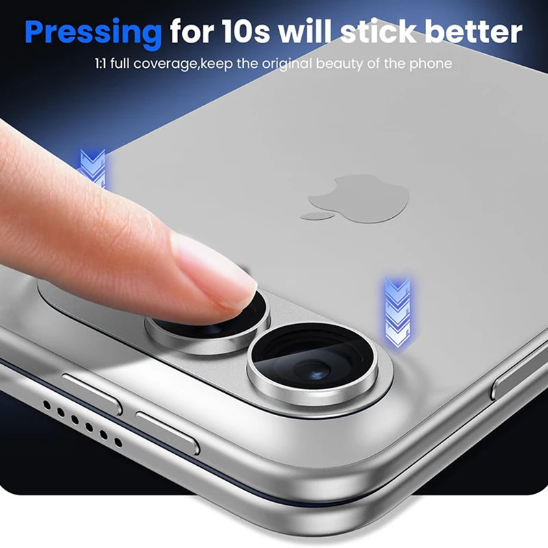 Metal Tempered Glass Camera Screen Full Protective Cover for Apple iPhone Duo Strong Adsorption Camera Lens Protector
