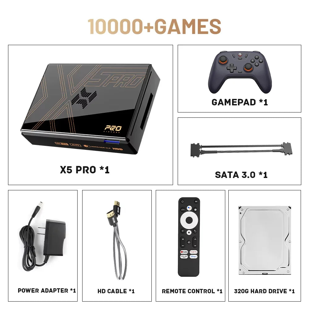 Kinhank Retro Video Game Consoles Super Console X5 PRO Plug and Play 320G/4TB with 16000 Games for PS2/WII/SS/DC/N64