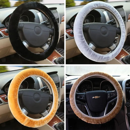 Universal Car Auto Steering Wheel Cover Warm Soft Fuzzy Plush Winter