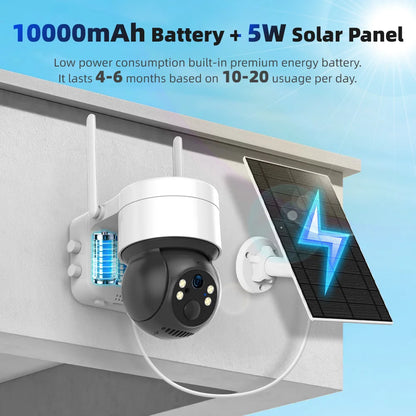 Tuya SmartLife WiFi/4G Sim Card 3MP WiFi Battery Solar Motion Tracking Human Detect Color Night Vision Outdoor PTZ CCTV Camera