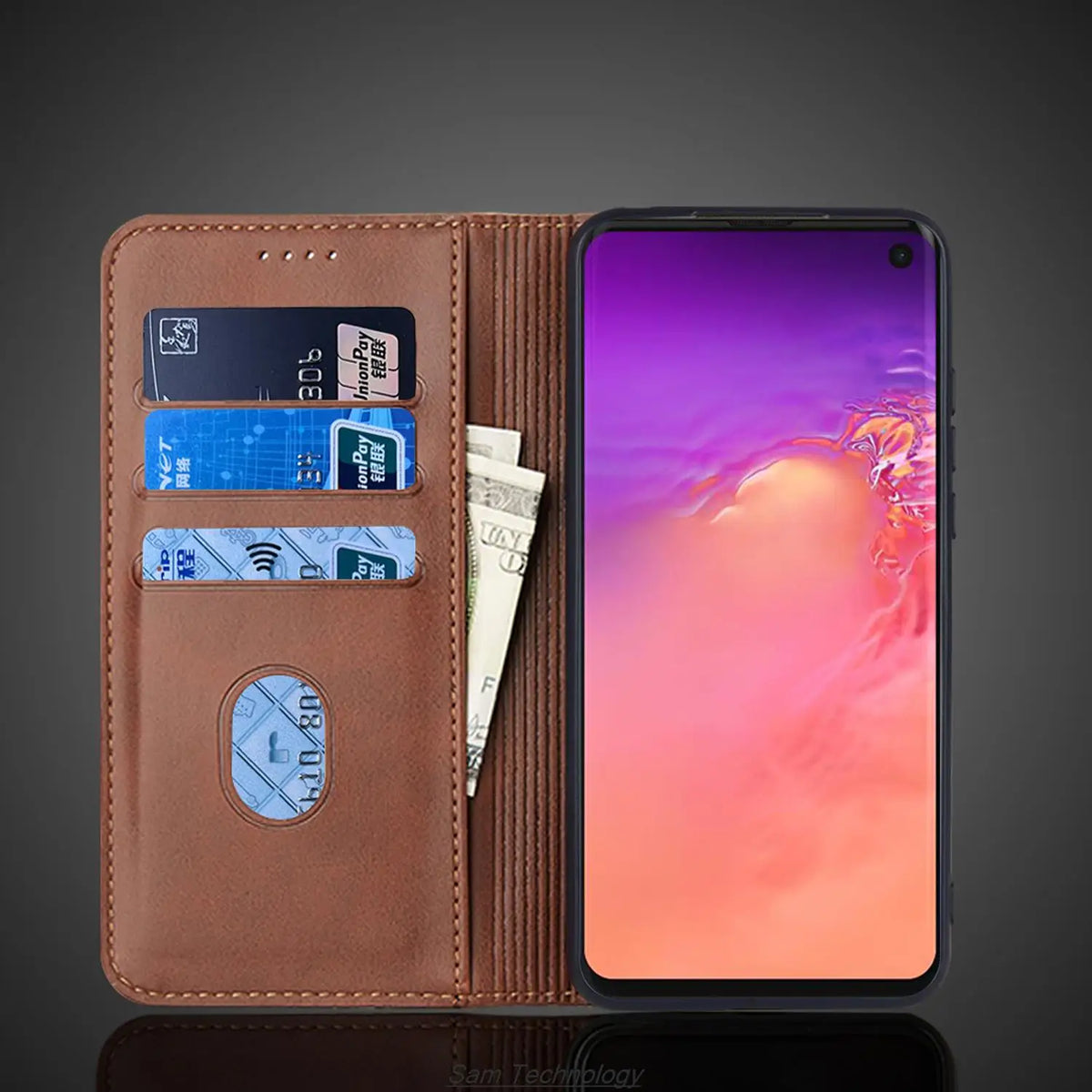 Magnetic attraction Leather Case for Samsung Galaxy S10 6.1" / S10+ plus 6.4" Holster Flip Cover Case Wallet Bags Fundas Coque