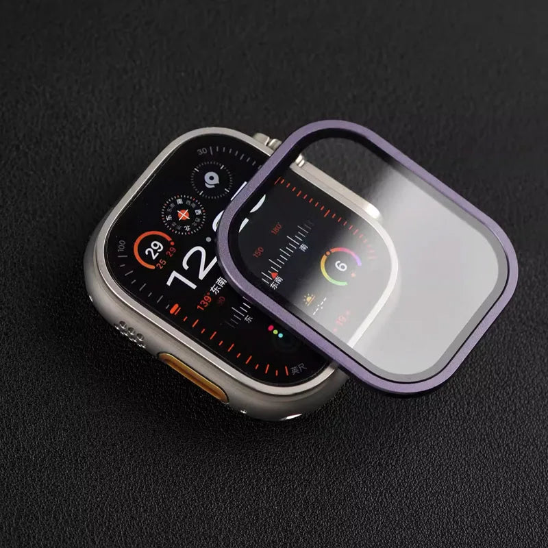 Tempered Glass for Apple Watch Ultra 49mm Titanium Metal Frame Anti-Scratch film for Series Ultra 2 Screen Protector Accessories