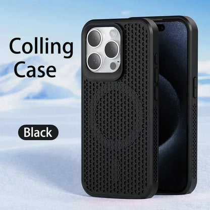 Cooling Heat Dissipation For Magsafe Case For iPhone 18 17 16 14 15 13 12 11 Pro Max Funda Mesh Breathable Grid Matte Hard Cover