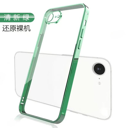 Case For IPhone 17E 16E Simple Transparent Frosted Electroplated Frame Ultra-thin Silicone Cover For 17e 16e Shockproof Funda