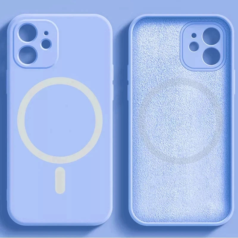For Apple Magnetism Cover Original Liquid Silicone Magsafe Case Iphone 14 13 12 Mini 11 Pro Max X Xs Xr 7 8 Plus Se 202 Flocking