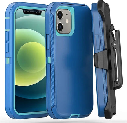 3 in 1 Military Armor Shockproof Phone Case For IPhone 16 15 14 13 12 11 Pro Max 14Plus XS XR Otter Case Box Belt Clip Cover