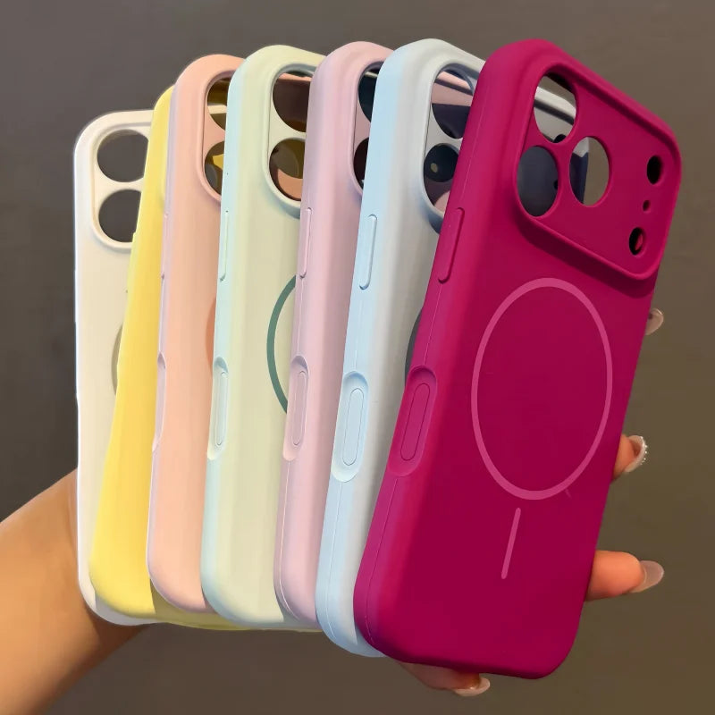 Luxury Liquid Silicone Original Case For iPhone 17 Pro Max Air 16 15 14 13 12 Plus Magsafe Shockproof Matte Soft Bumper Cover