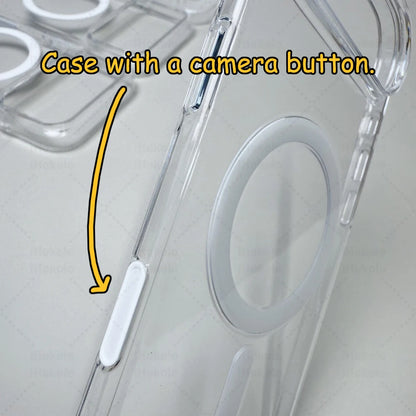 Original Magnetic Clear Case For iPhone 17 16 15 14 13 12 Pro Max Camera Control Transparent Cover For Magsafe Wireless Charging