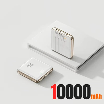 Lenovo Mini 500000mAh Power Bank Large Capacity Super Fast Charging External Battery Built-in 4 Cables for IPhone Samsung Huawei