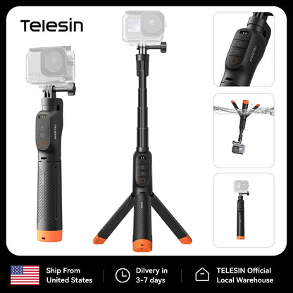 TELESIN Waterproof Bluetooth Floating Selfie Stick Tripod for DJI Osmo Action 6 5 Pro 4 15M Diving Stick 3-in-1 Hand Grip Tripod