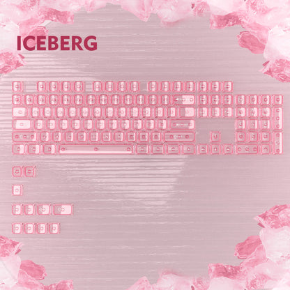 115 Keys Grey Fog Transparent Clear Keycaps Crystal PC Keycap RGB Shine Through Key Cap MDA Profile for MX Switch Keyboard