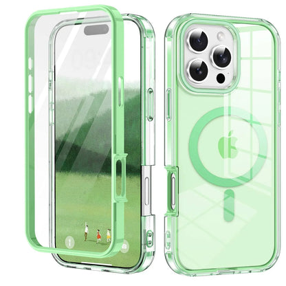 For iPhone 17/16e/15/14/13/12/11 Pro Max/Air Full Body Shockproof Case with Magnetic Built-in Screen Protector Transparent