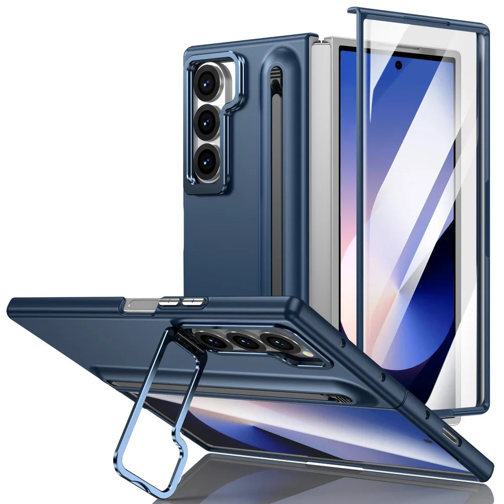 Lens Holder Stand Tempered Glass Film Phone Case for Samsung Galaxy Z Fold 8 Ultra 7 6 5 4 3 Hinge Protection Shockproof Cover