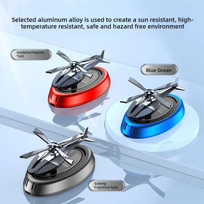 Solar Powered Rotation Helicopter Solar Aromatherapy Car Air Freshener Alloy+ABS Wooden Fragrance Auto Aroma Diffuser