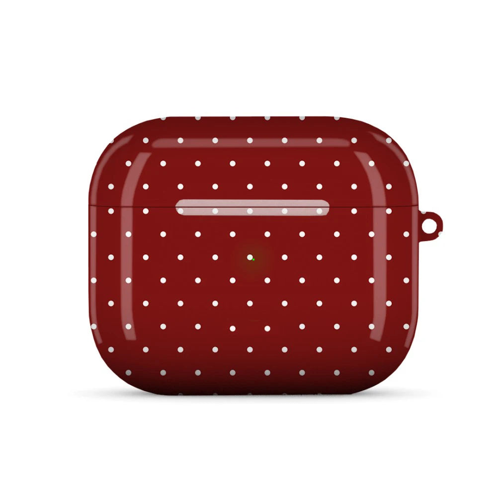 Couture Brown Burgundy Shockproof Protective Glossy HD Hard PC Cover Case For AirPods Earphone 1 2 3 Pro Pro2 With Metal Hook