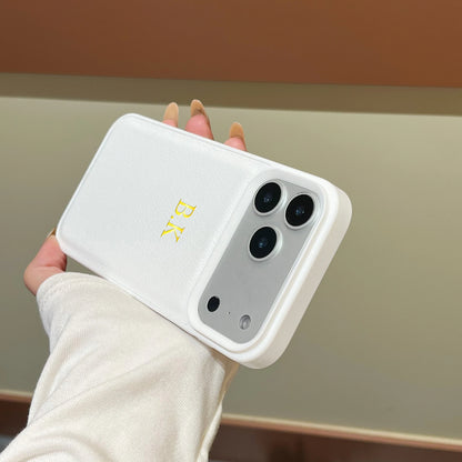 Personalized Luxury Faux Leather Custom Name Case for iPhone13 14 15 16 17 18Pro Max Plus Air Hot Gold Foil Embossed DIY Letters