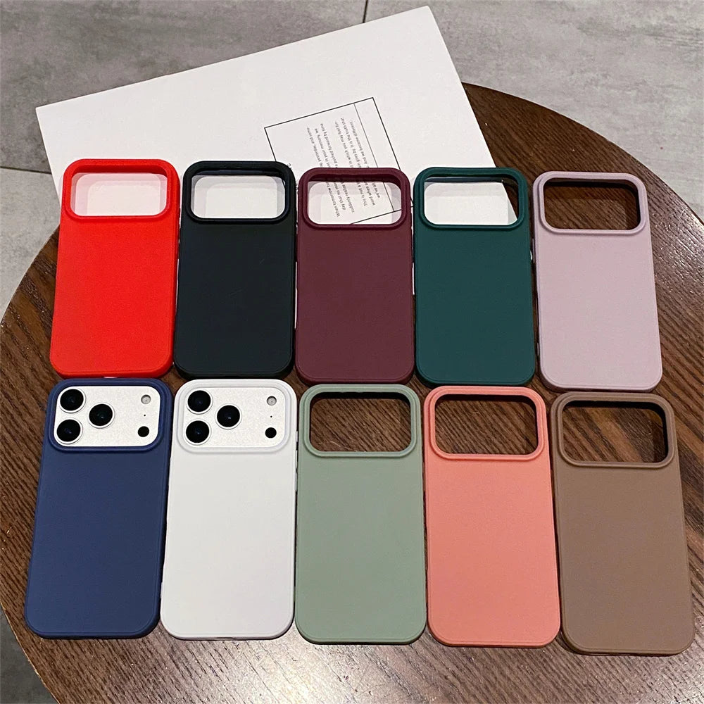 Office Frosted Plain Phone Case for Apple IPhone 17 Air 16 Plus 15 14 13 12 Pro Max Silicone Soft Protective Back Cover