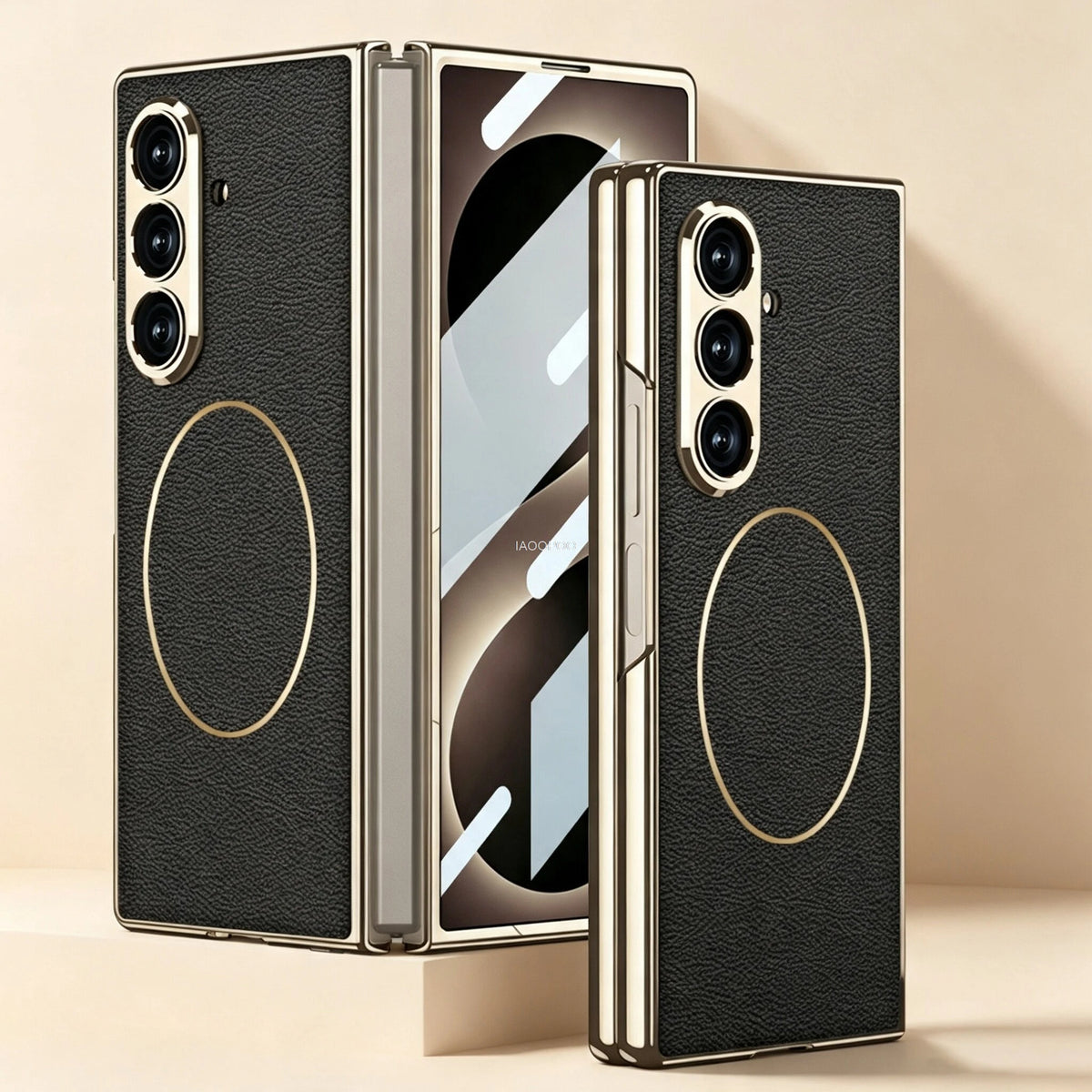 Electroplated Hard PC Leather Back Cover Case for Samsung Galaxy Z Fold 8 Ultra Fold 7 with Glass Screen Film