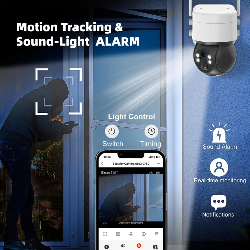Tuya SmartLife WiFi/4G Sim Card 3MP WiFi Battery Solar Motion Tracking Human Detect Color Night Vision Outdoor PTZ CCTV Camera