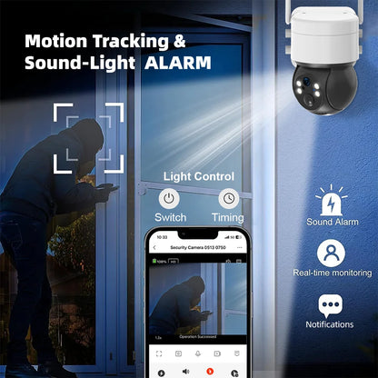 Tuya SmartLife WiFi/4G Sim Card 3MP WiFi Battery Solar Motion Tracking Human Detect Color Night Vision Outdoor PTZ CCTV Camera