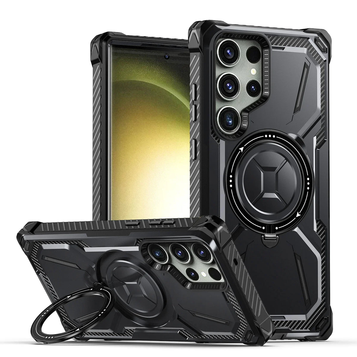 For Samsung Galaxy S25 S24 S23 S22 S21 Ultra Plus Case Metal Kickstand Magnetic Case with MagSafe, Heavy Duty Bumper Shockproof
