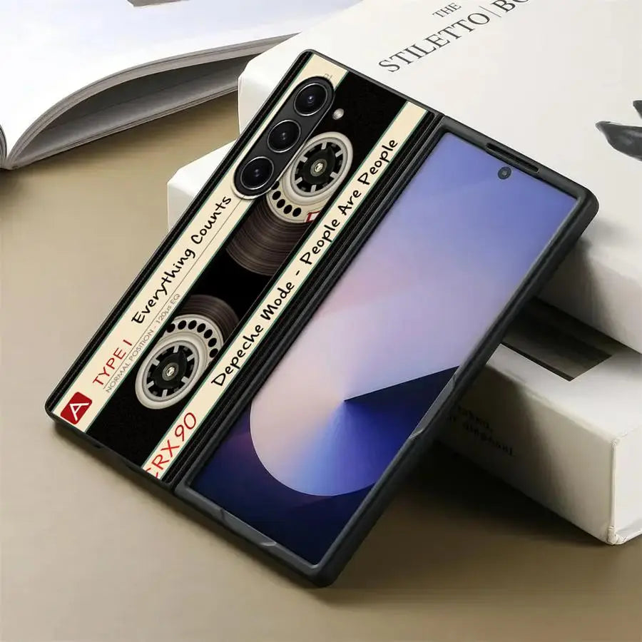 Vintage Tape Camera Back Phone Cover Case for Samsung Galaxy Z Fold 7 6 5 4 3 ZFold6 ZFold7 ZFold4 ZFold3 ZFold5