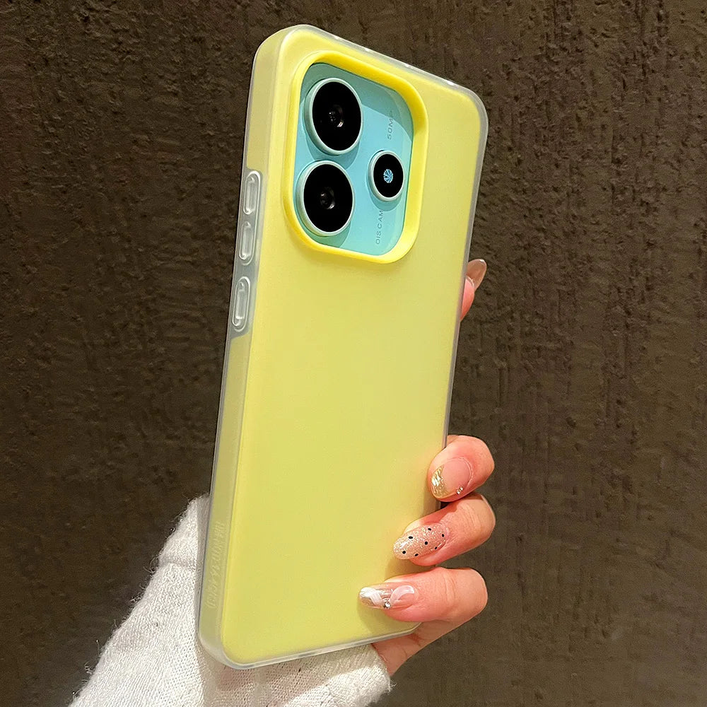 Luxury Candy Color Matte Phone Case For Xiaomi Redmi Note 15 14 13 12 Pro Plus 5G 12S 11 Redmi 14C 13 12 Shockproof Bumper Cover