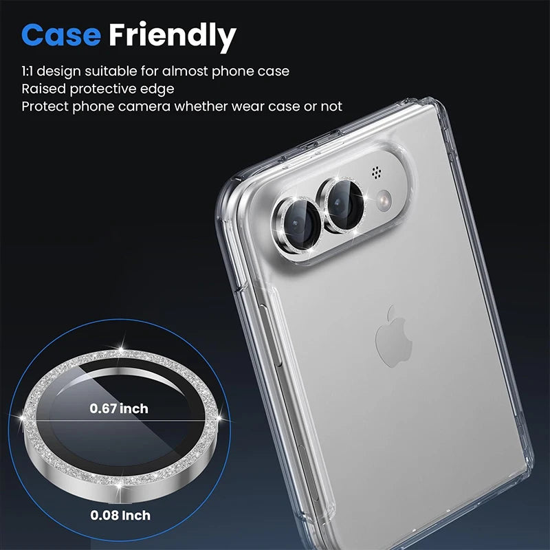 Camera Lens Protector for iPhone DUO Diamond Glitter Metal Camera Protective Film for IPhone DUO 18 Fold Lens Glass Cover﻿